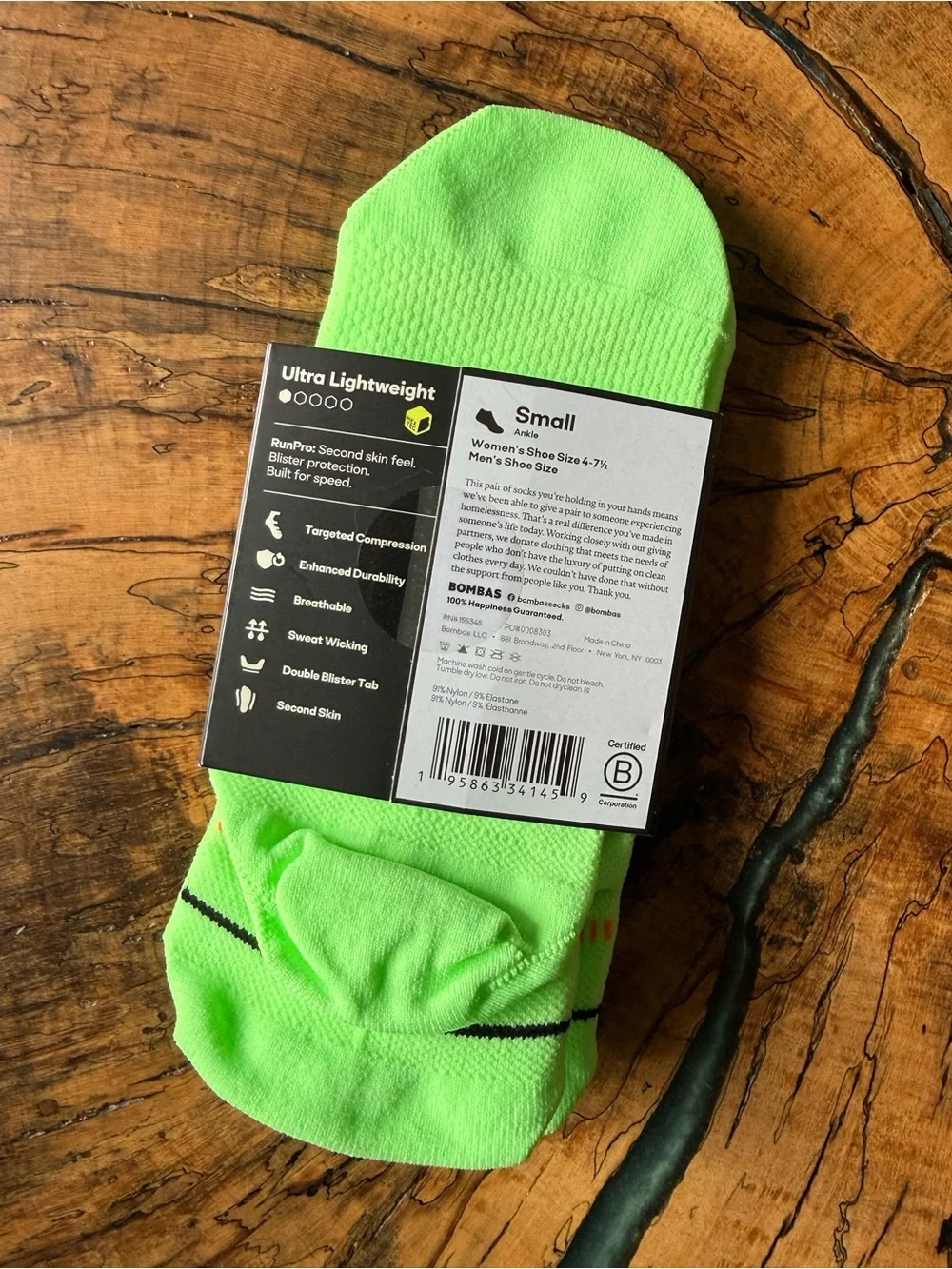 Bombas RunPro Sport Socks – Neon Lime – Small